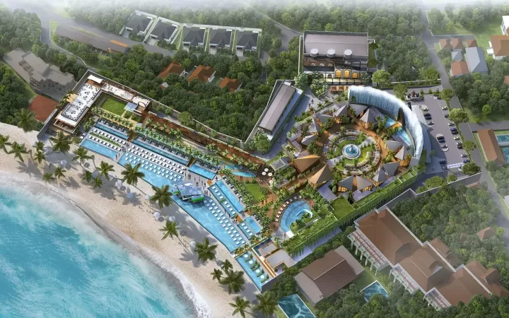drone view Atlas Beach Club Bali