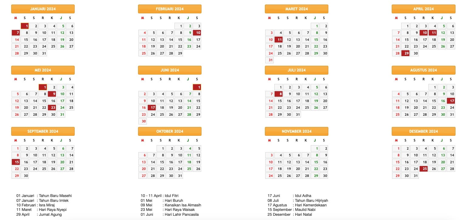 Kalender 2024 Lengkap Dengan Cuti Bersama Image to u