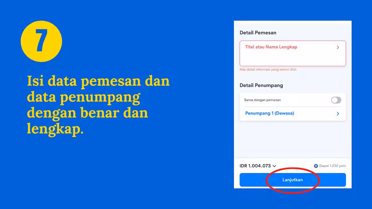 Isi Data Pemesan dan Data Penumpang