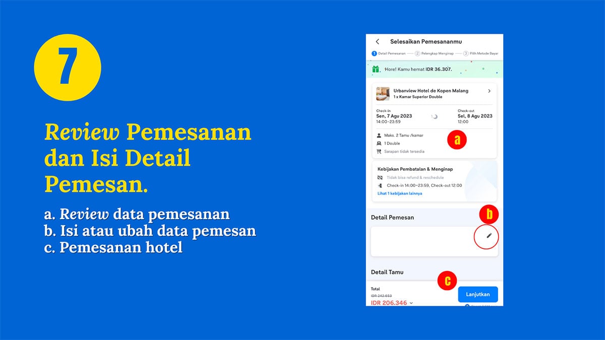 Review Pemesanan dan Isi Detail Pemesan