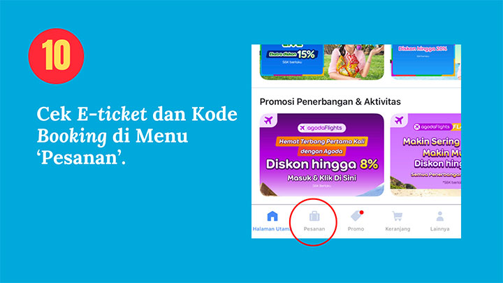 Bukti pesan tiket pesawat di Agoda