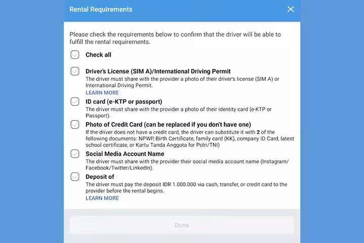 syarat rental mobil Traveloka